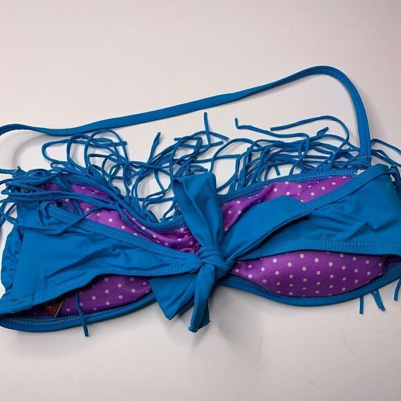 Guess Blue Swim Top Polka Dot Size M - Picture 1 of 4